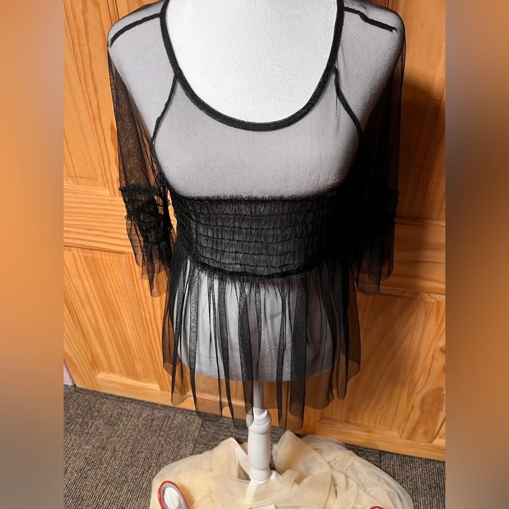 Chelsea28 Black Sheer Mesh Top